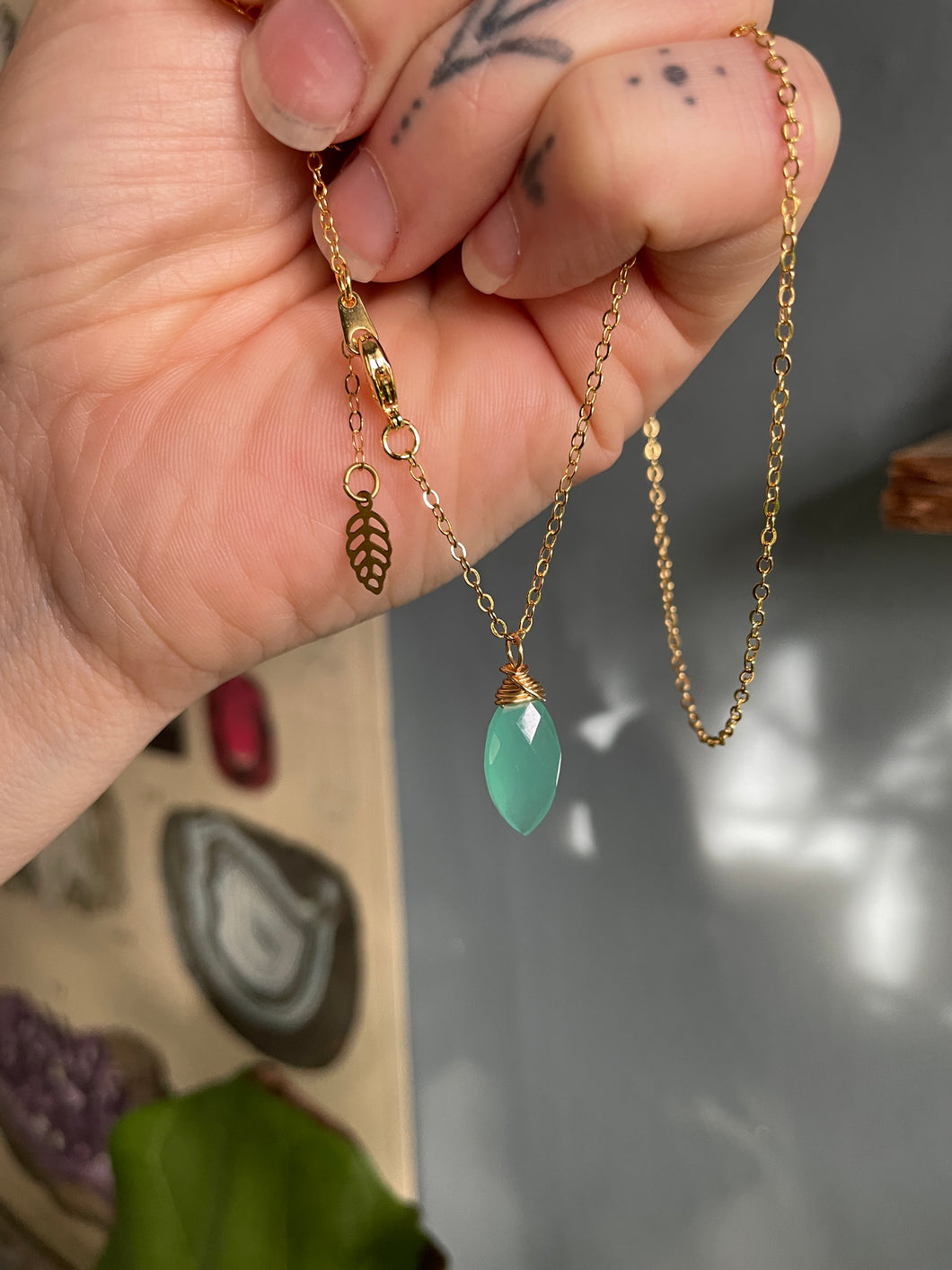 Aqua Chalcedony Necklace