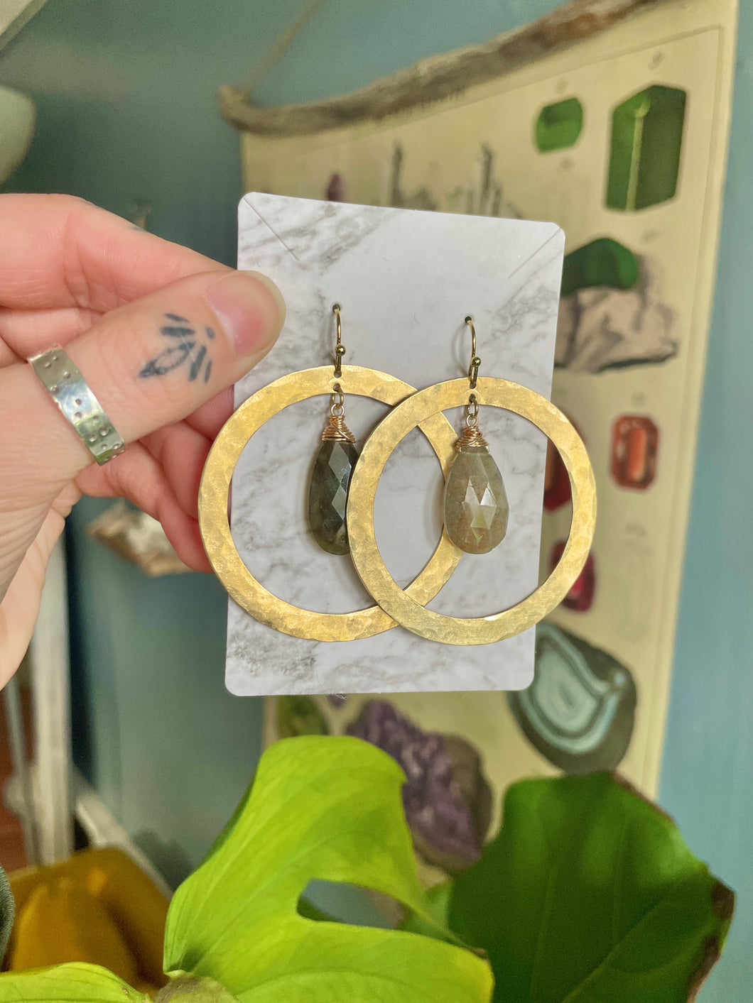Large Labradorite Hoops